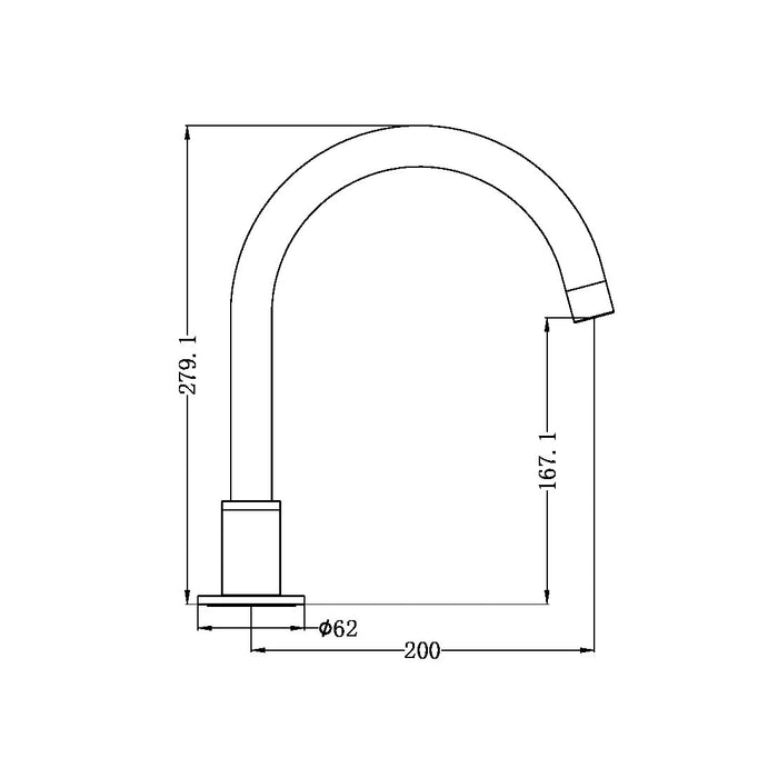 Kara Hob Mount Bath Spout Only G1/2 Female Inlet  - Brushed Nickel