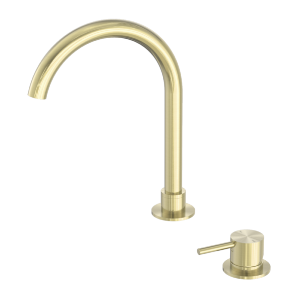 Mecca Hob Basin Mixer Round Swivel Spout - Brushed Gold