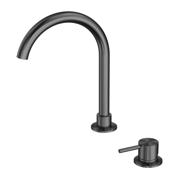 Mecca Hob Basin Mixer Round Swivel Spout - Gunmetal