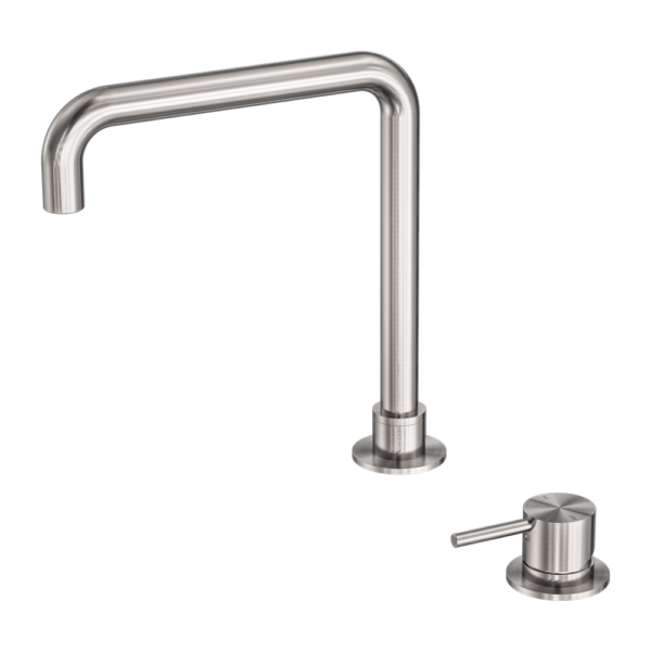 Mecca Hob Basin Mixer Square Swivel Spout - Brushed Nickel