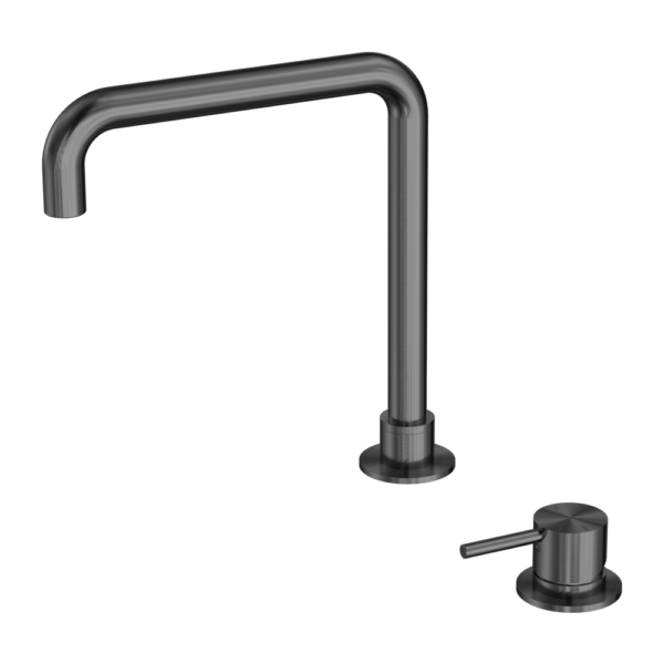 Mecca Hob Basin Mixer Square Swivel Spout - Gunmetal