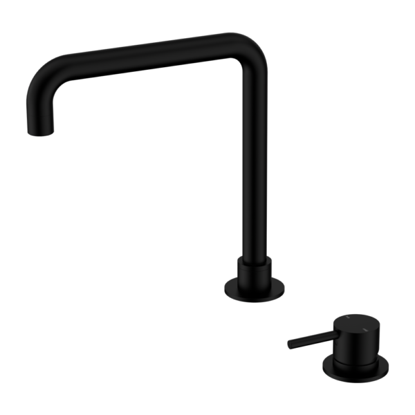 Mecca Hob Basin Mixer Square Swivel Spout - Matte Black