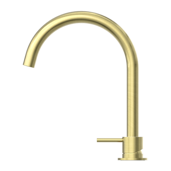 Mecca Hob Basin Mixer Round Swivel Spout - Brushed Gold