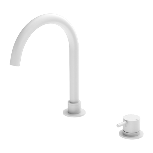 Mecca Hob Basin Mixer Round Swivel Spout - Matte White