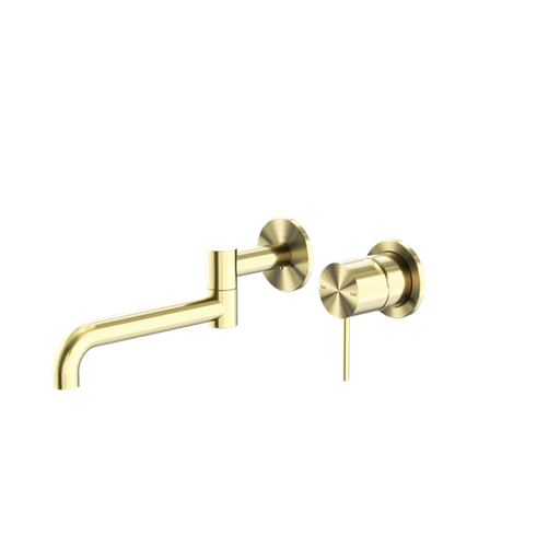 Mecca Wall Basin/Bath Mixer Swivel Spout 225mm - Brushed Gold