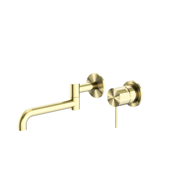 Mecca Wall Basin/Bath Mixer Swivel Spout 225mm - Brushed Gold