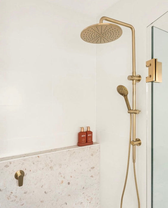 Round Combination Shower Rail, 300mm Rose, Three Function Hand Shower - Tiger Bronze