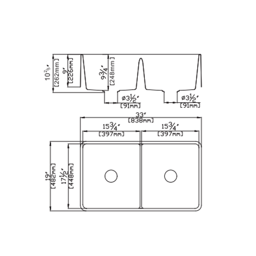 Quartz Double Butler Sink Matte Grey  - 838mm