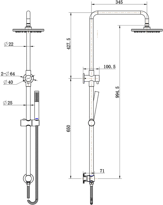 Star Shower Column Set Brushed Bronze