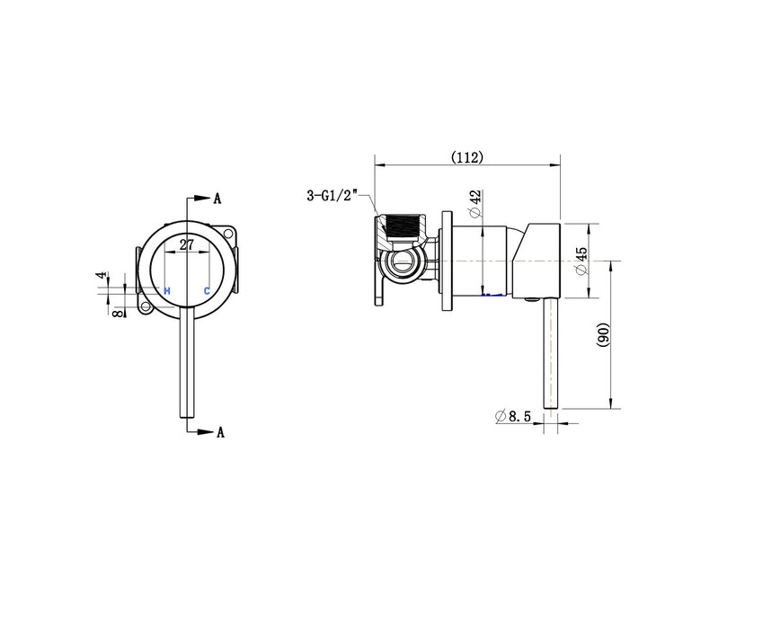 Brushed Nickel Star Mini Shower Mixer PVD Brushed Nickel 60mm Backplate