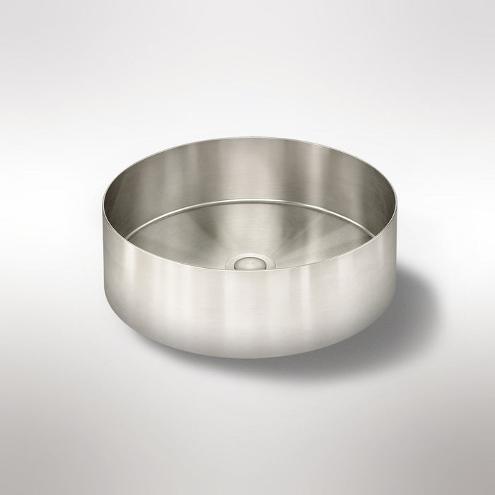 Lavello Round Steel Bathroom Basin 380 x 110 - Brushed Nickel