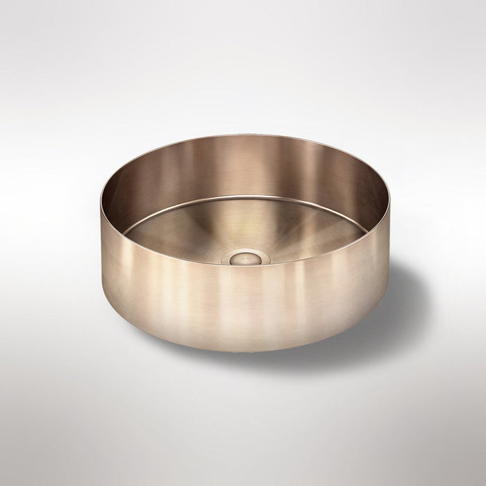 Lavello Round Steel Bathroom Basin 380 x 110 - Champagne