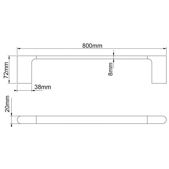 AU Chrome Single Towel Rail 800mm