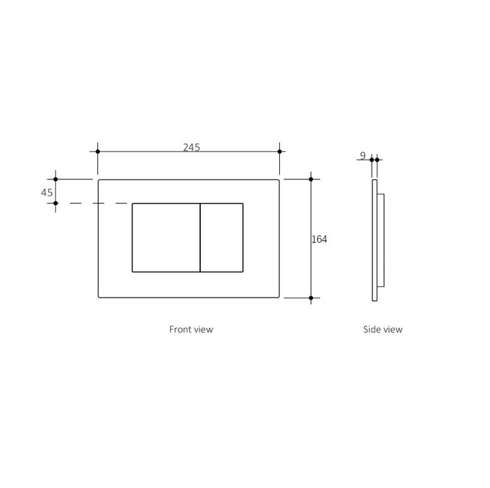 R&T DUAL FLUSH PLATE LARGE SQUARE MATTE BLACK