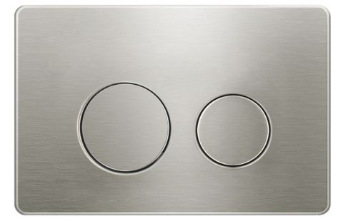 ROUND BRUSHED STAINLESS DUAL -FLUSH PUSH PLATE FOR R&T MECHANICAL CONCEALED CISTERN
