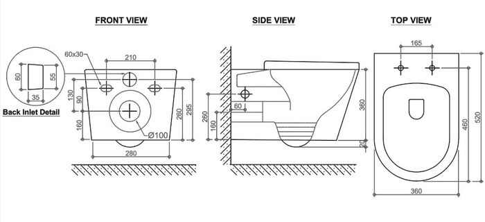 Alzano Wall Hung Rimless Pan