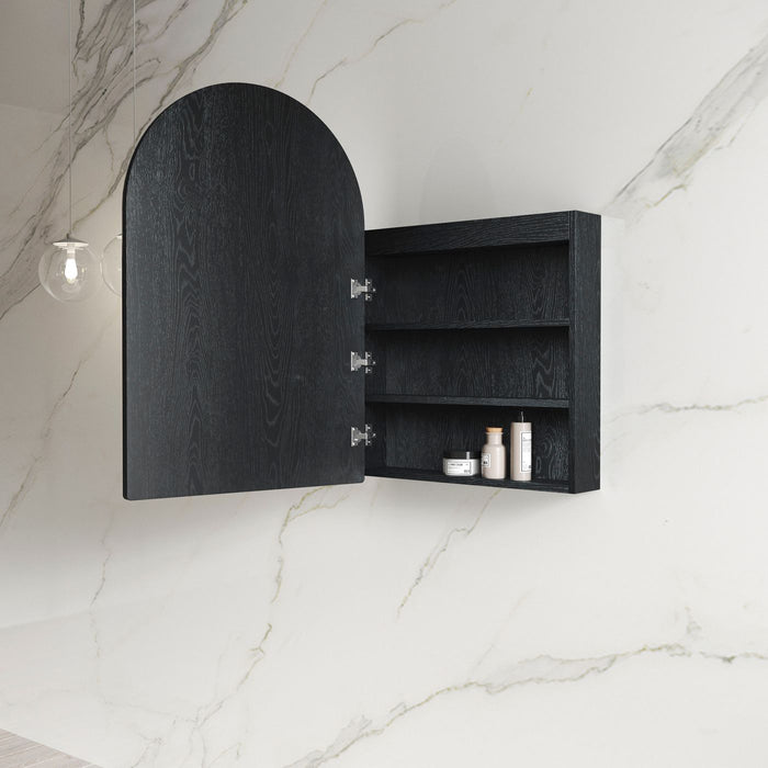 LED Archie Shaving Cabinet Black Oak