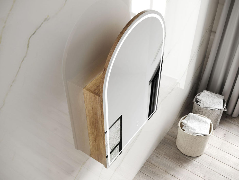 LED Archie Shaving Cabinet Natural Oak