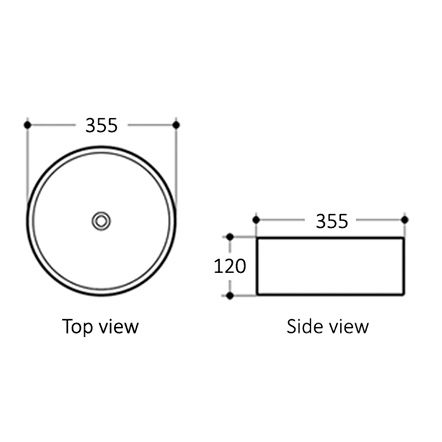 Artis 355mm Matte White Straight Edge Basin