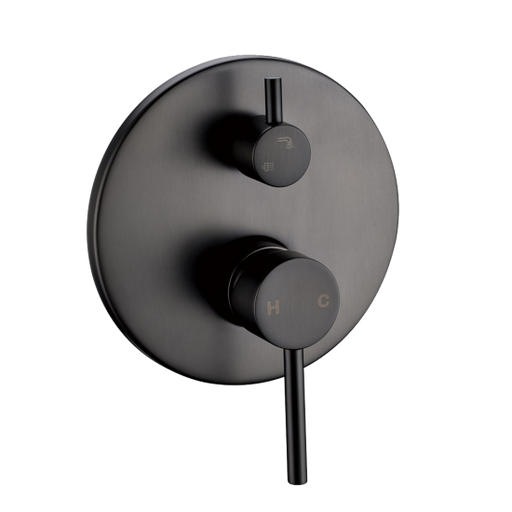 LUCID PIN Round Gun Metal Grey Shower/Bath Mixer Diverter