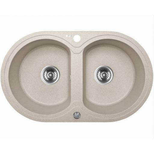 Laveo 470*780*204mm Beige Granite Stone Sink Double Bowls