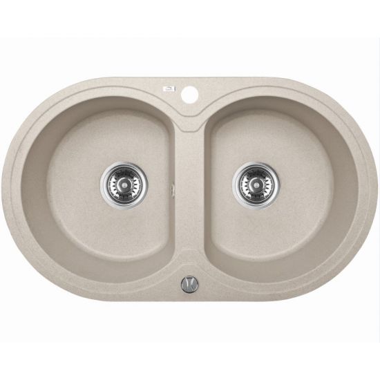 Laveo 470*780*204mm Beige Granite Stone Sink Double Bowls