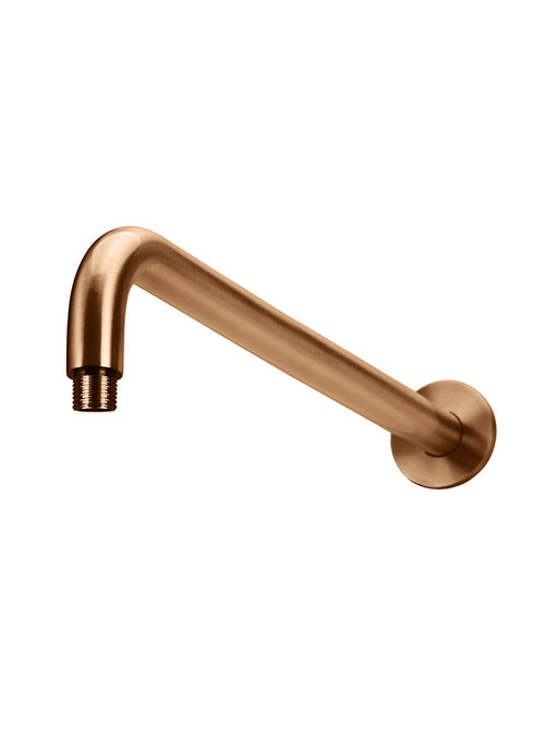 Round Wall Shower Curved  Arm 400mm - Lustre Bronze