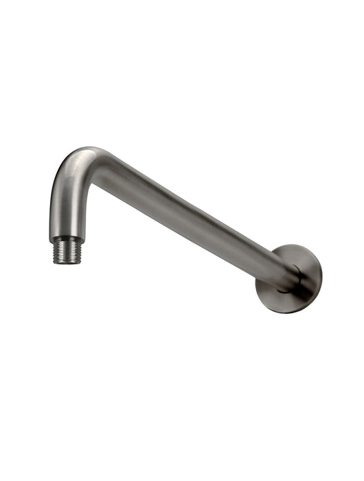 Round Wall Shower Curved  Arm 400mm - Shadow Gunmetal