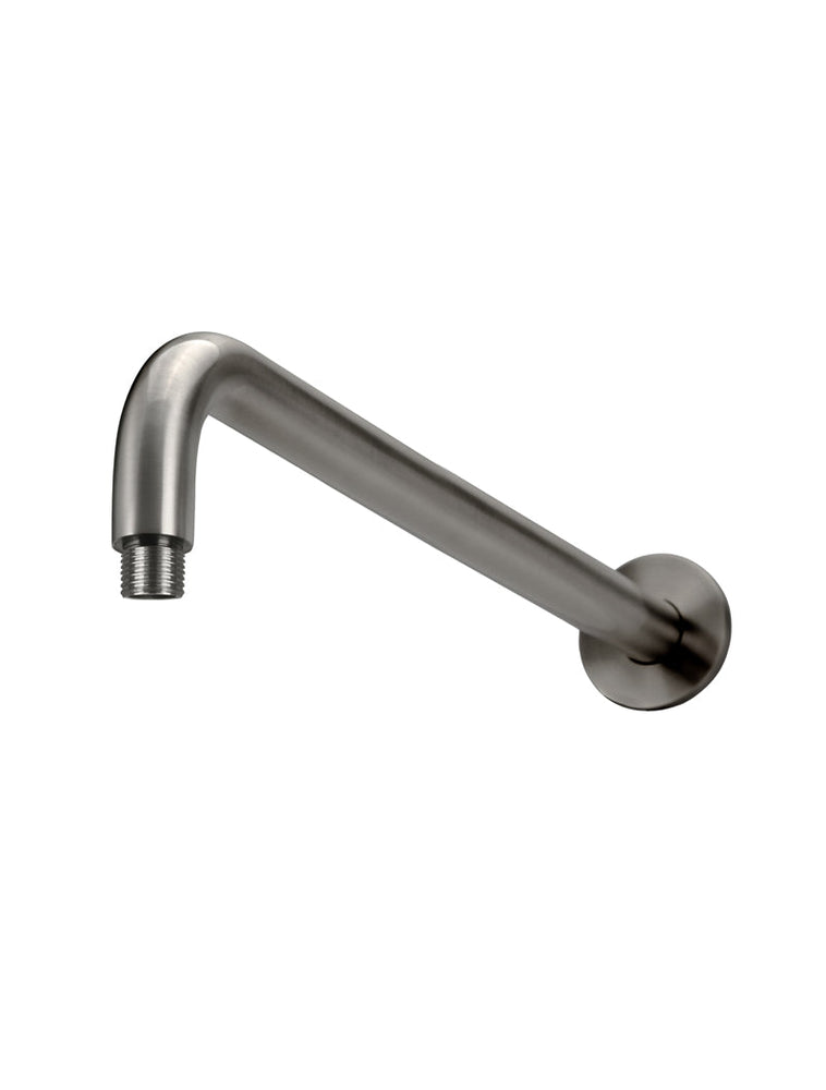Round Wall Shower Curved  Arm 400mm - Shadow Gunmetal