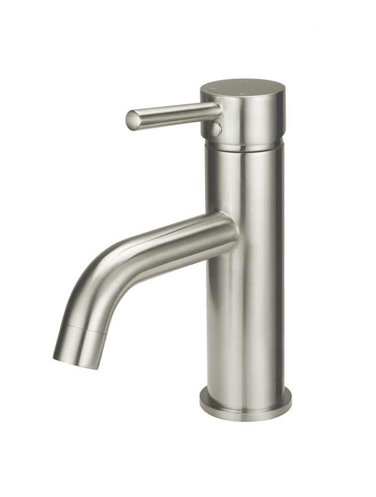 Round Basin Mixer Curved - Brushed Nickel