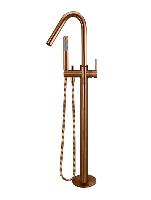Round Freestanding Bath Spout & Hand Shower - Lustre Bronze