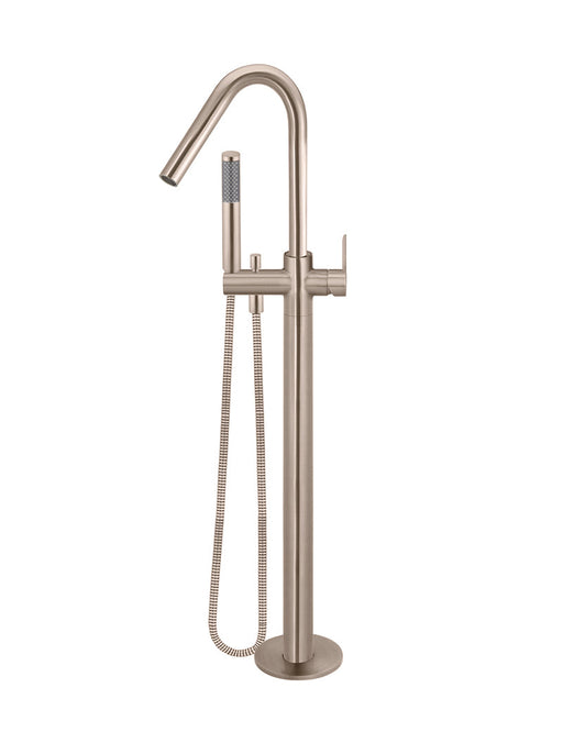 Round Paddle Freestanding Bath Spout & Hand Shower - Champagne