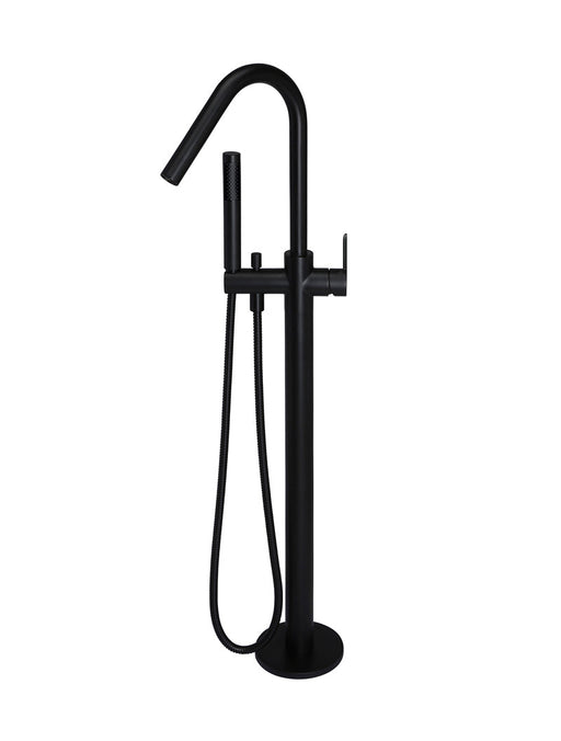 Round Paddle Freestanding Bath Spout & Hand Shower - Matte Black