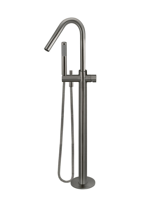 Round Pinless Freestanding Bath Spout & Hand Shower - Shadow Gunmetal