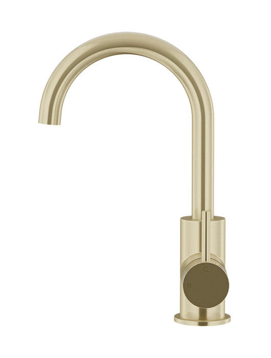 Round Gooseneck Basin Mixer With Cold Start - Tiger Bronze