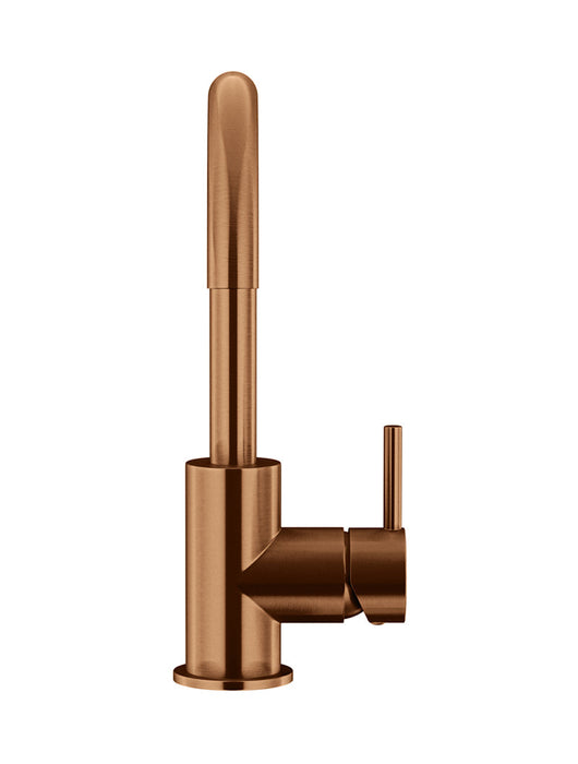 Round Gooseneck Basin Mixer With Cold Start - Lustre Bronze