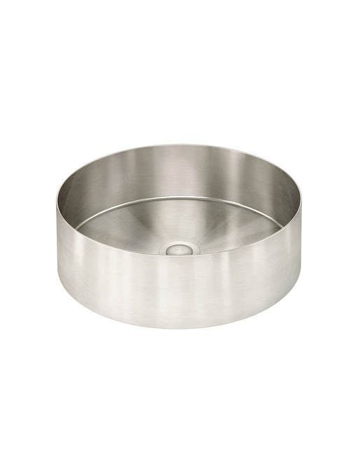 Lavello Round Steel Bathroom Basin 380 x 110 - Brushed Nickel