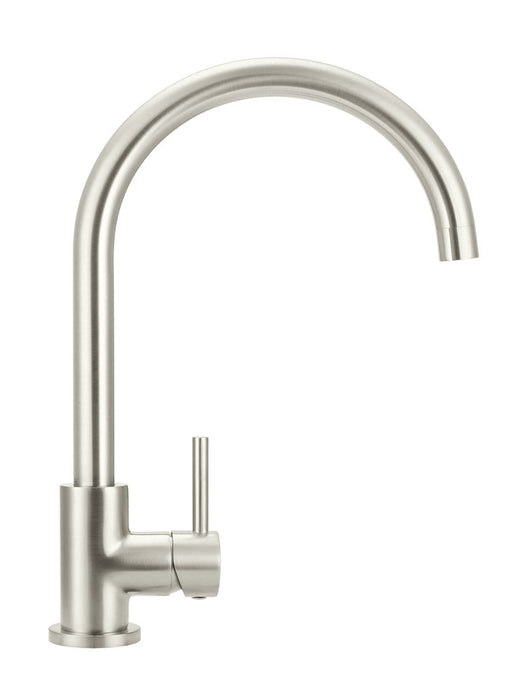 Round Gooseneck Kitchen Mixer Tap - Brushed Nickel