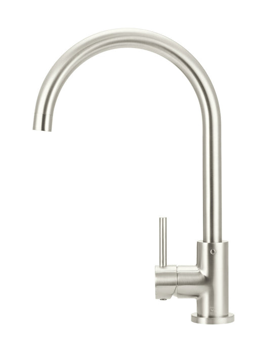 Round Gooseneck Kitchen Mixer Tap - Brushed Nickel