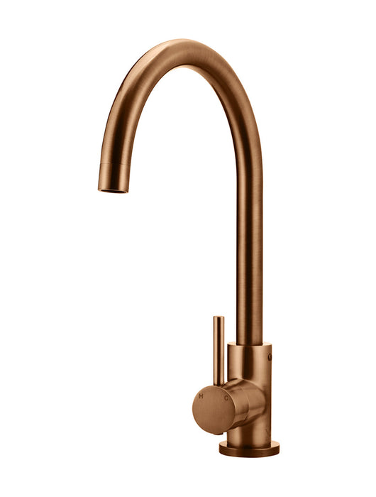 Round Gooseneck Kitchen Mixer Tap - Lustre Bronze