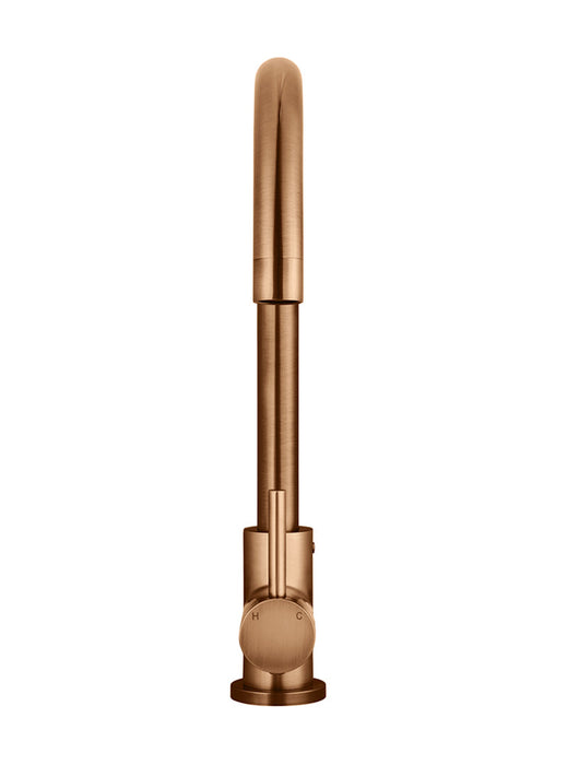 Round Gooseneck Kitchen Mixer Tap - Lustre Bronze