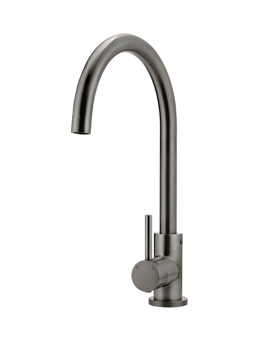 Round Gooseneck Kitchen Mixer Tap - Shadow Gunmetal