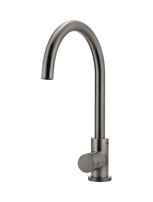 Round Gooseneck Kitchen Mixer Tap With Pinless Handle - Shadow Gunmetal