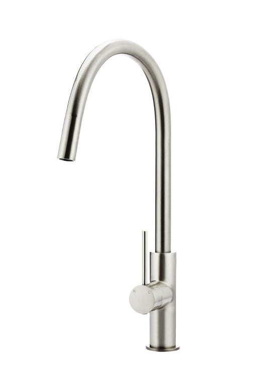 Round Piccola Pull Out Kitchen Mixer Tap - Brushed Nickel