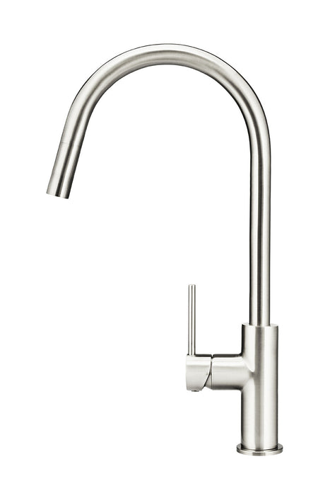 Round Piccola Pull Out Kitchen Mixer Tap - Brushed Nickel