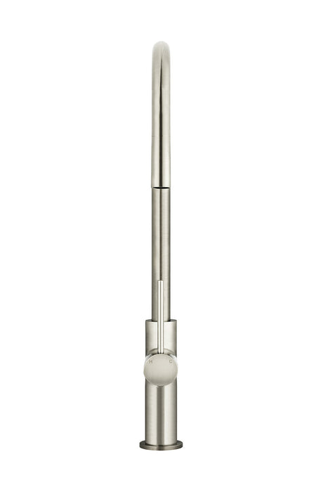 Round Piccola Pull Out Kitchen Mixer Tap - Brushed Nickel