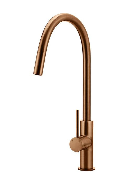 Round Piccola Pull Out Kitchen Mixer Tap - Lustre Bronze