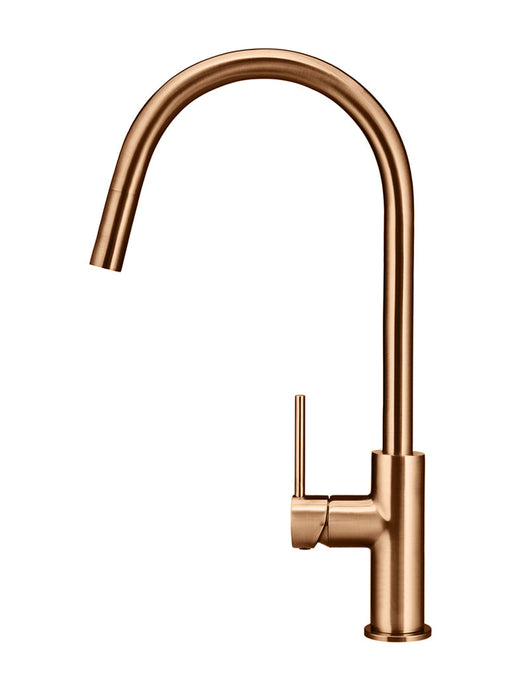 Round Piccola Pull Out Kitchen Mixer Tap - Lustre Bronze