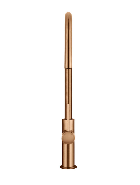 Round Piccola Pull Out Kitchen Mixer Tap - Lustre Bronze