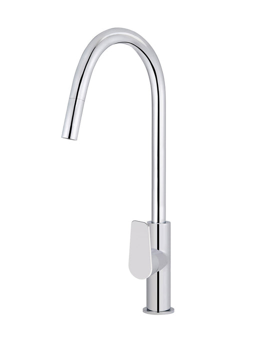 Round Paddle Piccola  Pull Out Kitchen Mixer Tap - Polished Chrome